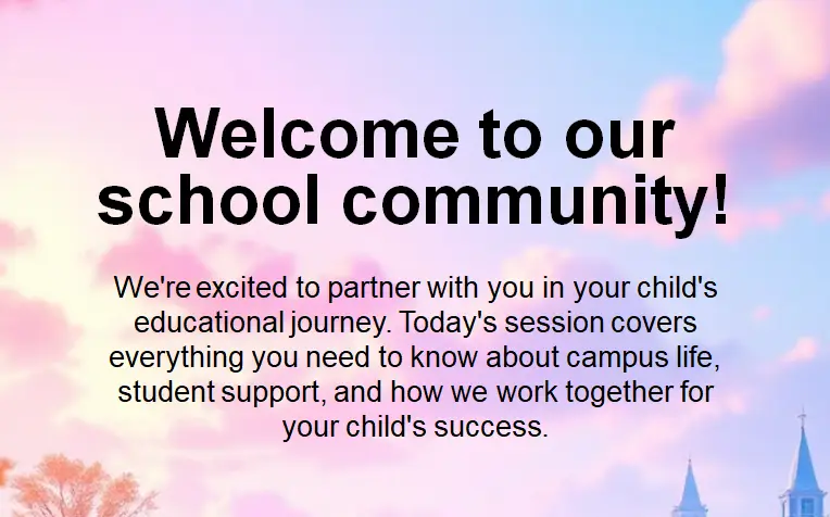 Preview of Welcome To Our School Community - AI assistant template for university